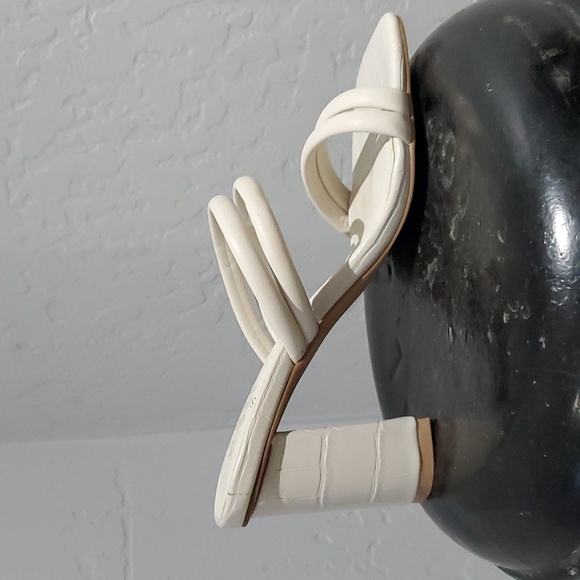 OASIS SOCIETY CREAM IVORY SANDAL STRAP HEELS CHUNKY ANIMAL PRINT PATTERN… - Picture 4 of 12